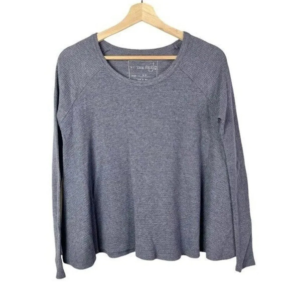 Free People We the Free Gray Purple Waffle Knit Flowy Long Sleeve XS - Picture 1 of 3